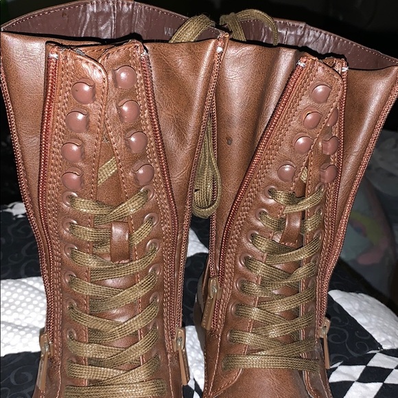 Brown Zip Up Army Boots Size 7 - Picture 3 of 8